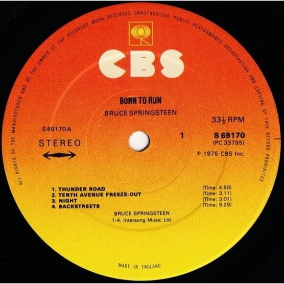 Bruce Springsteen Born to Run LP 1975 First Press Vinyl CBS Landau Misprint RARE - Picture 2 of 13